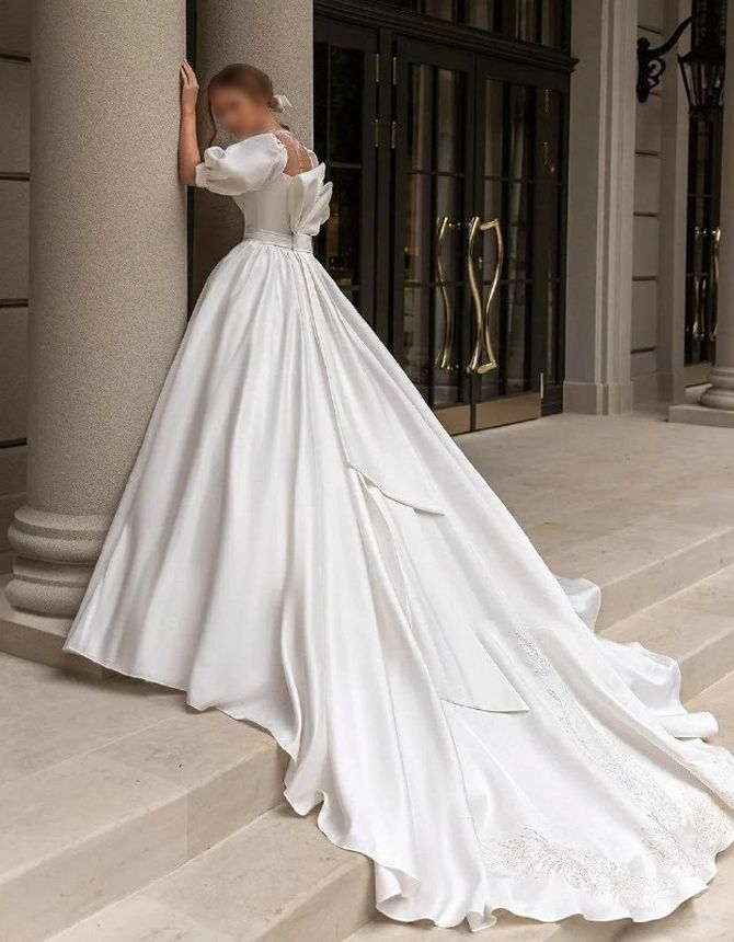 لباس عروس ساده مدل آستین پفی