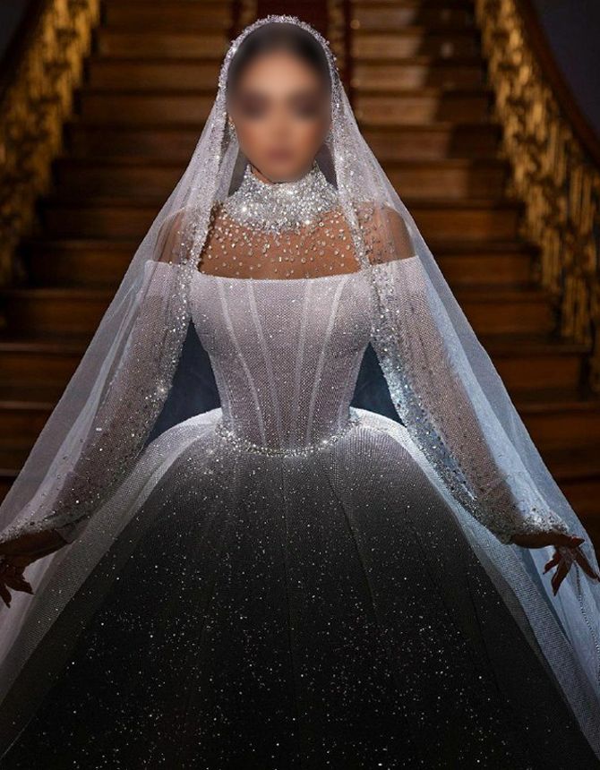 لباس عروس عربی جدید سنگ دوزی شده
