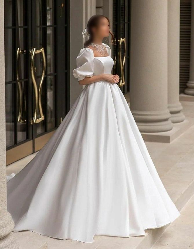 لباس عروس ساده مدل آستین پفی